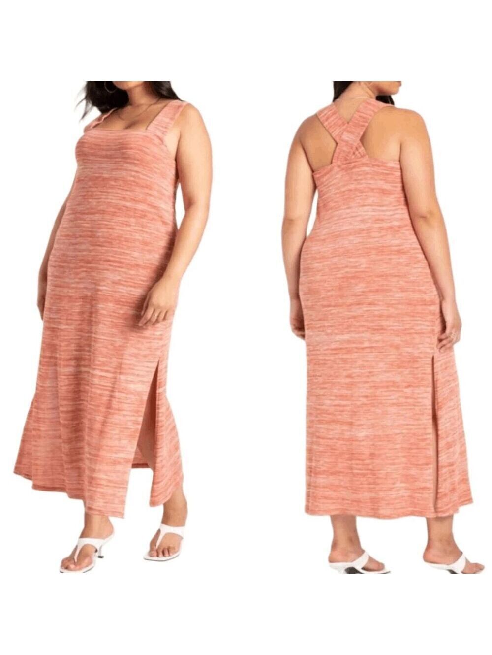 Eloquii Orange Strappy Midi Knit Dress Boho Plus Size US 26/28